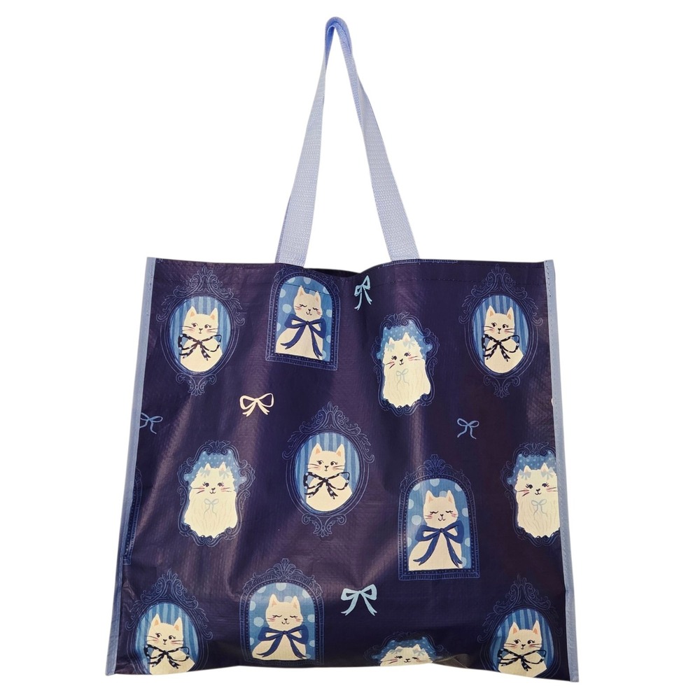 Cats Cat Pictures Picture Frames Collage Bows Gift Tote Bag New Marshalls Blue